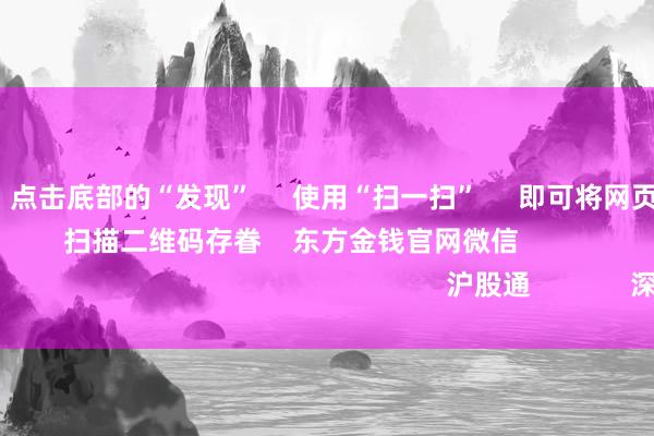 九游会J9 点击底部的“发现” 使用“扫一扫” 即可将网页共享至一又友圈 扫描二维码存眷 东方金钱官网微信 沪股通 深股通