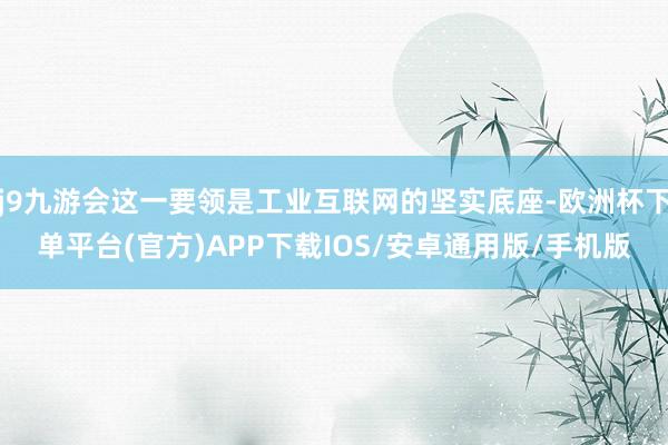 j9九游会这一要领是工业互联网的坚实底座-欧洲杯下单平台(官方)APP下载IOS/安卓通用版/手机版