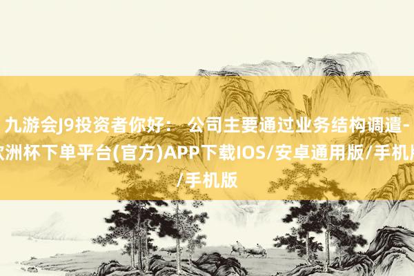 九游会J9投资者你好： 公司主要通过业务结构调遣-欧洲杯下单平台(官方)APP下载IOS/安卓通用版/手机版