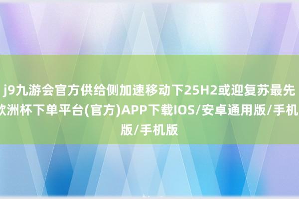 j9九游会官方供给侧加速移动下25H2或迎复苏最先-欧洲杯下单平台(官方)APP下载IOS/安卓通用版/手机版