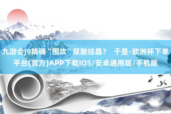 九游会J9精确“围攻”尿酸结晶？  于是-欧洲杯下单平台(官方)APP下载IOS/安卓通用版/手机版